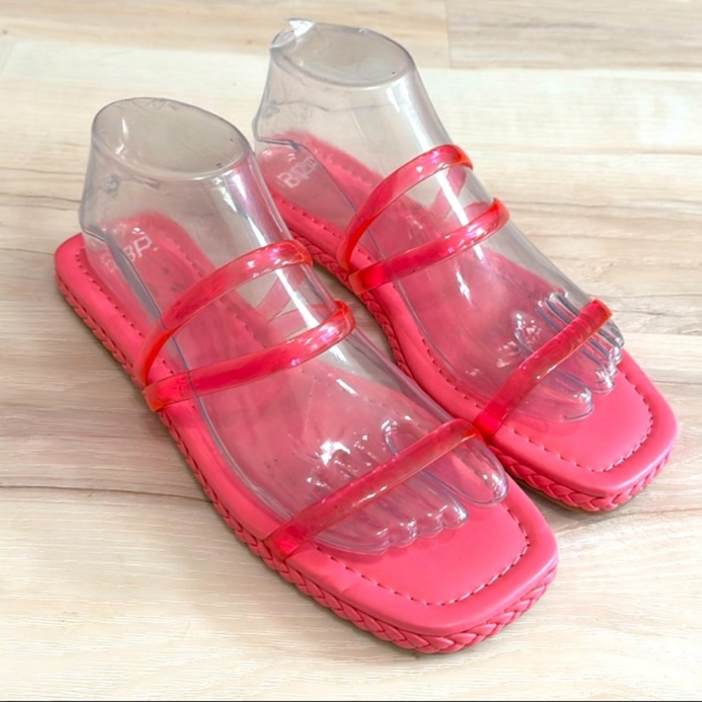 BP. Pink Clear Strap Slide Sandals | Y2K Jelly Square Toe Summer Shoes